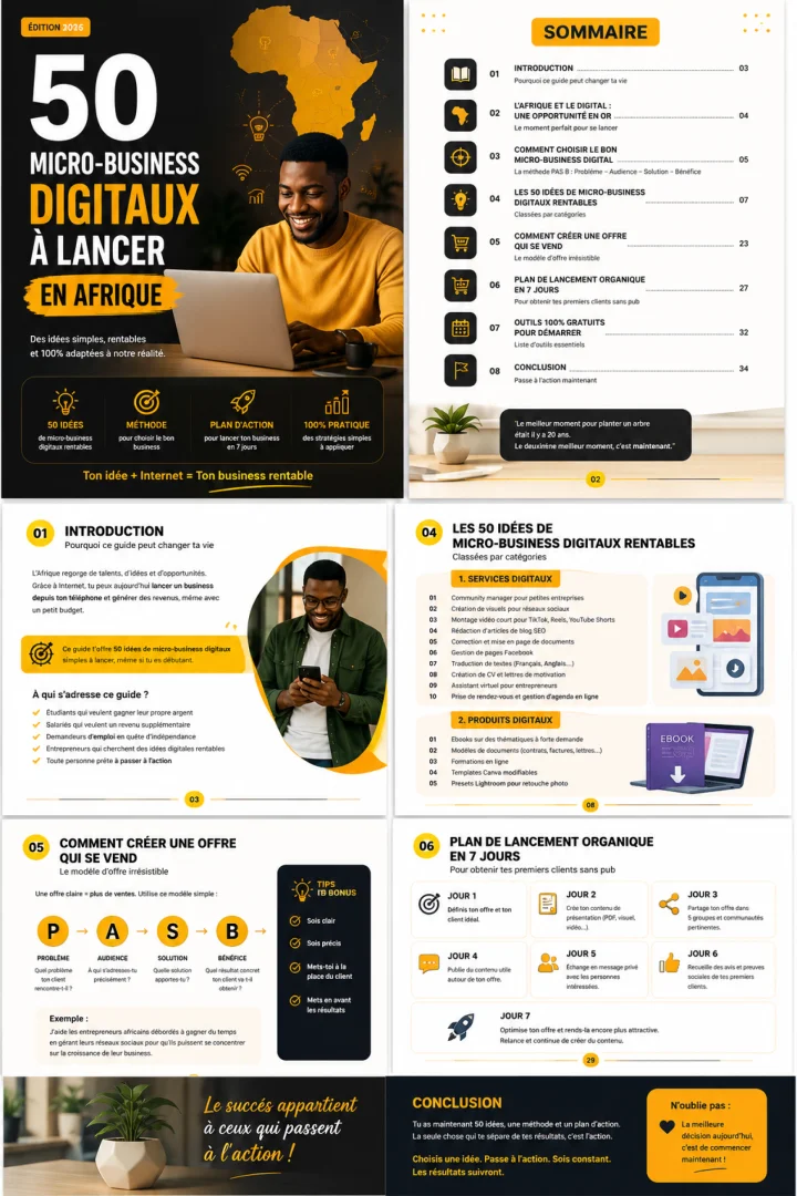 Service Image 📘 50 Micro-Business Digitaux à Lancer en Afrique