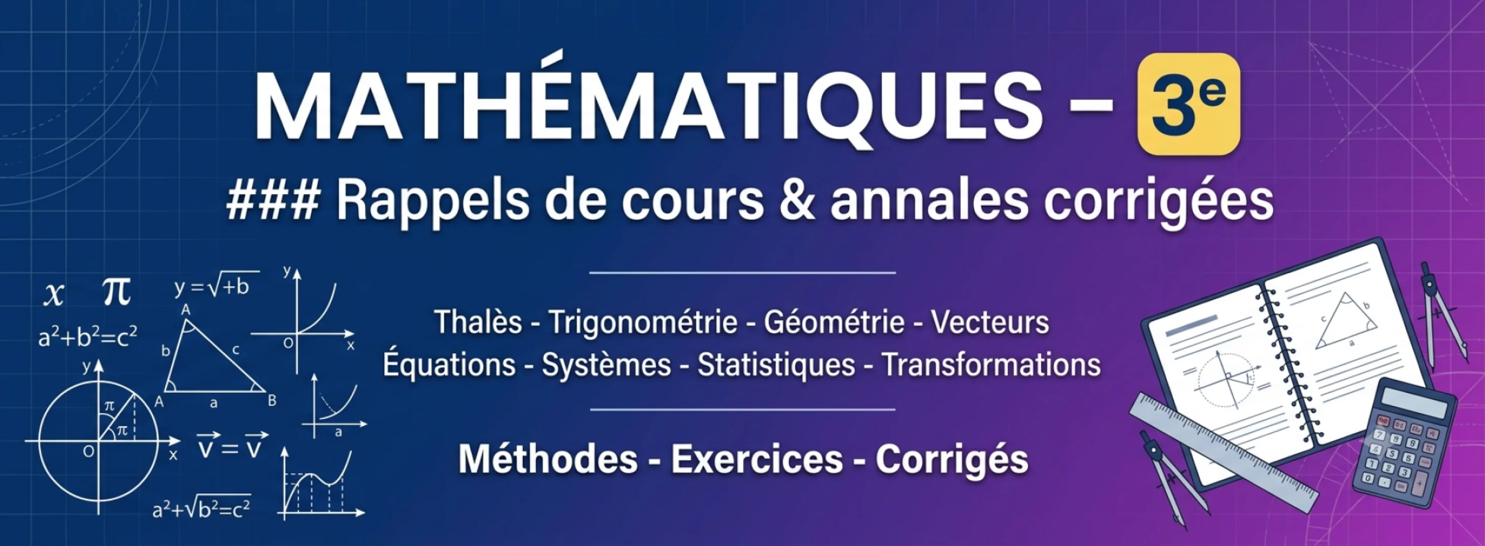 Service Image Annales Maths 3ème avec exercices et corrigés