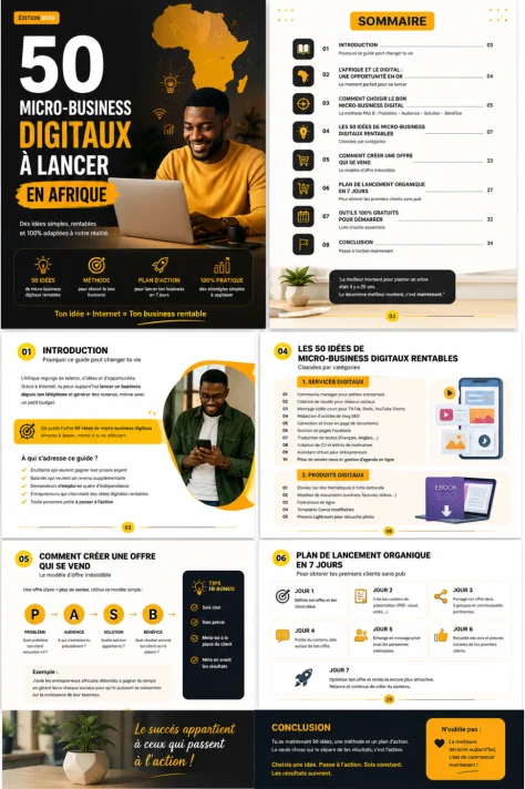 Service Image 📘 50 Micro-Business Digitaux à Lancer en Afrique